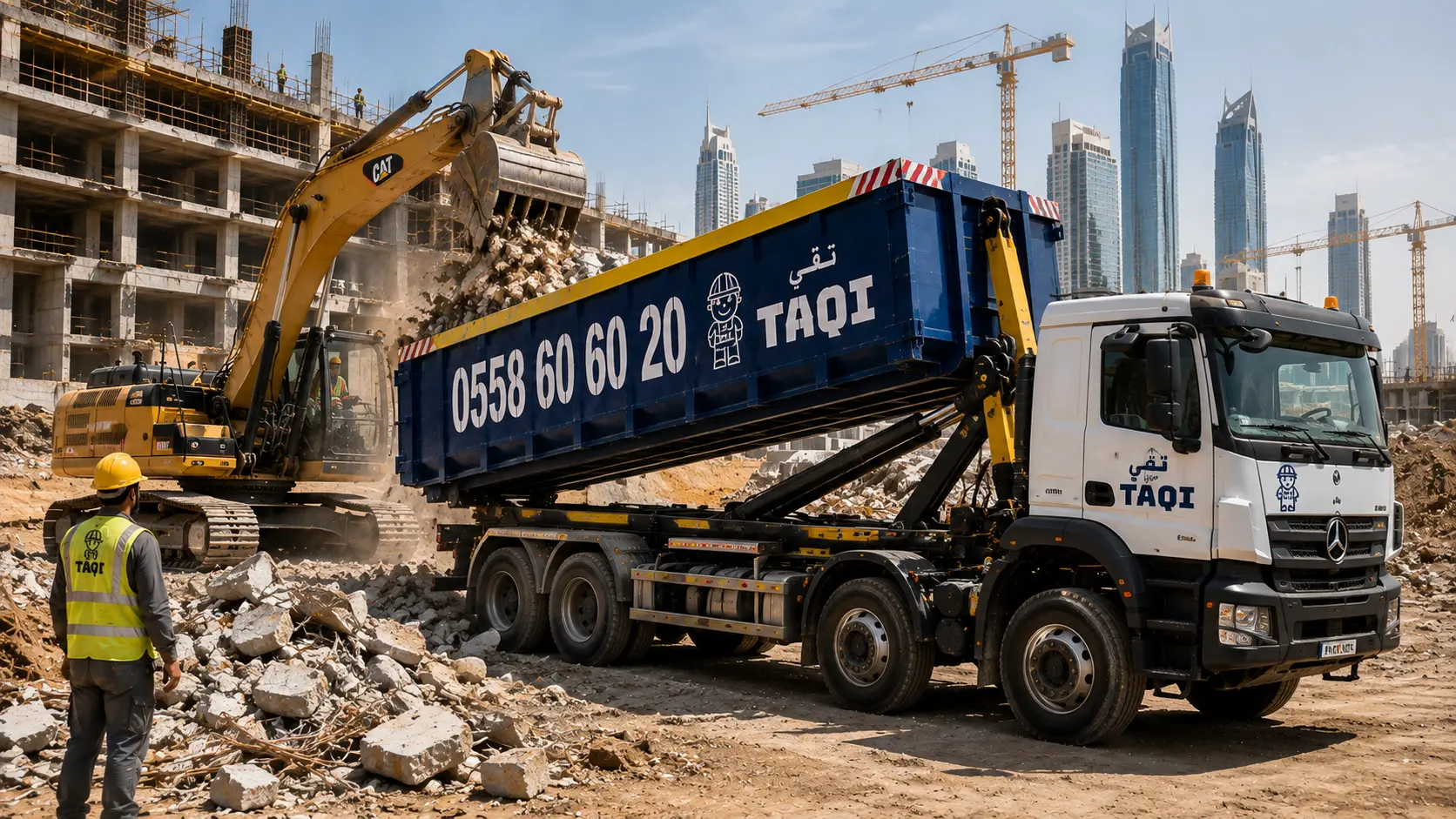 خطوات نقل الأنقاض بأمان من موقع البناء